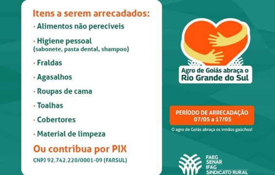 Solidariedade em ação: Sindicato Rural de Catalão une-se ao esforço nacional em apoio ao Rio Grande do Sul