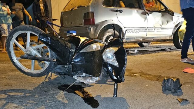 Casal fica ferido em acidente entre moto e carro em Catalão
