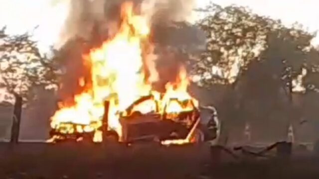 VÍDEO: Veículo pega fogo na GO-330 em Pires do Rio; ninguém fica ferido
