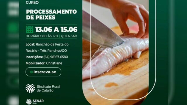 Três Ranchos sedia Curso de Processamento de Peixes de 13 a 15 de junho
