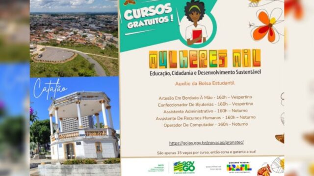 Catalão: Inscrições abertas para 05 novos cursos gratuitos do "Programa Mulheres Mil"