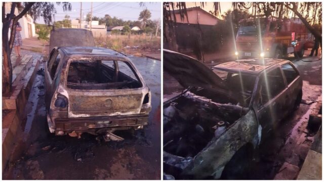 Carro é destruído por incêndio em Araguari; proprietária suspeita de crime
