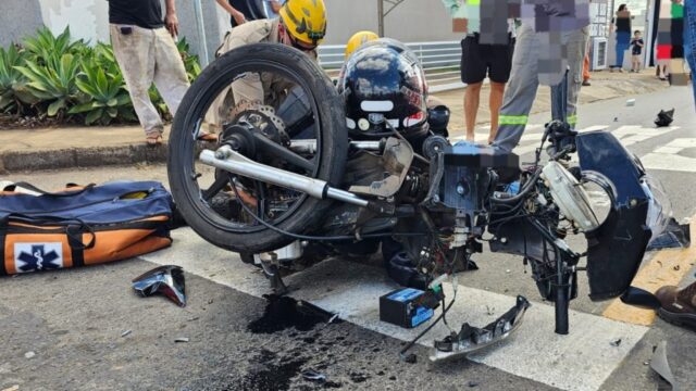 Grave acidente de trânsito deixa motociclista ferido no bairro Ipanema, em Catalão