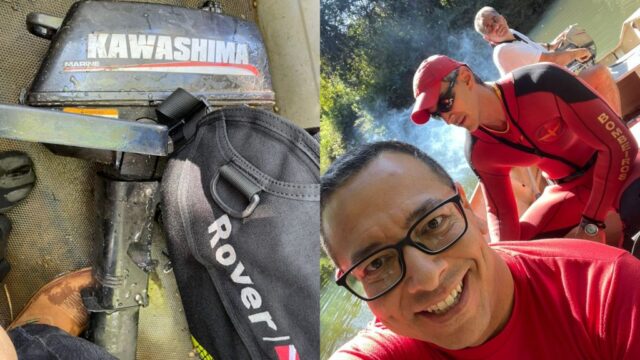 Bombeiros resgatam motor de popa submerso no Rio Veríssimo, em Goiandira