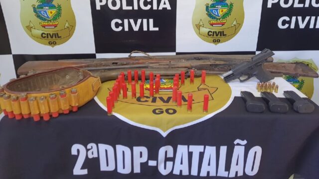 Polícia Civil de Catalão cumpre mandado de busca e apreende arma de fogo e munições