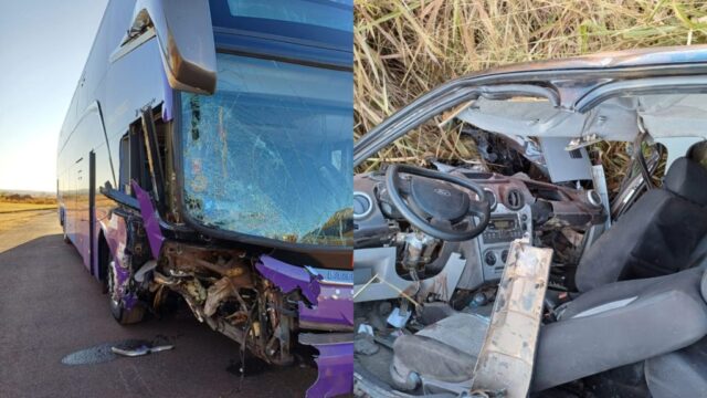 Acidente na BR-050: Colisão frontal entre carro e ônibus deixa motorista ferido em Catalão