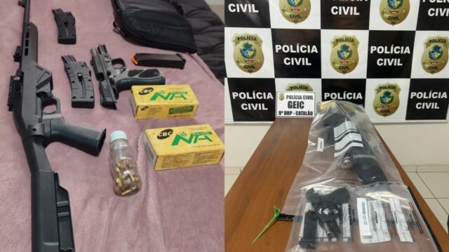 Polícia Civil apreende armas utilizadas em tentativa de homicídio em Catalão
