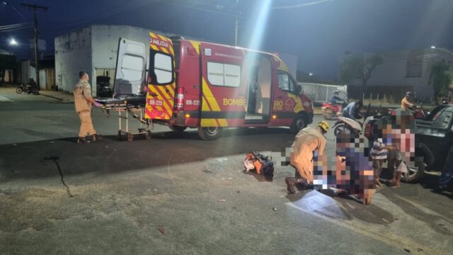 Colisão entre carro e moto deixa homem ferido no bairro Castelo Branco, em Catalão