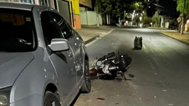 Homem fica ferido após colidir sua moto na traseira de veículo no bairro Castelo Branco, em Catalão