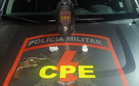 Polícia Militar de Pires do Rio apreende arma de fogo e drogas em operação