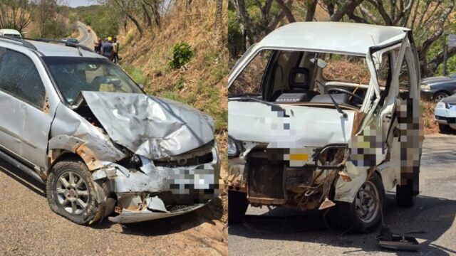Acidente entre picape e minivan deixa duas pessoas feridas na GO-210, em Catalão