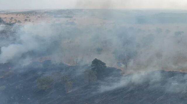 Queimadas afetam fornecimento de energia em Catalão e mobiliza Corpo de Bombeiros