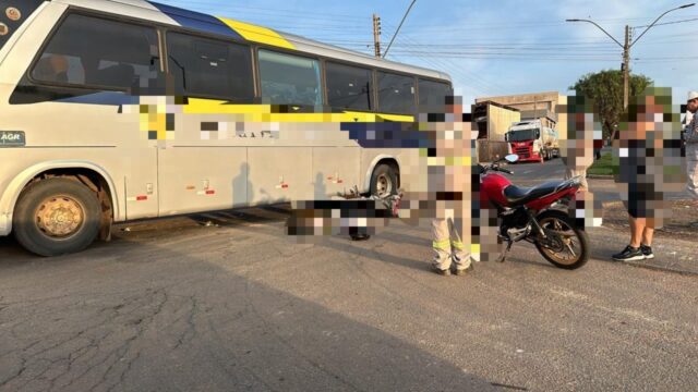 Colisão moto e ônibus deixa homem ferido no bairro Jk, em Catalão