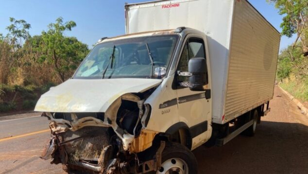 Passageiro de caminhão fica ferido após acidente na MG-190, em Monte Carmelo