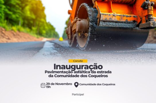 Chegou a vez dos moradores da comunidade rural Coqueiros festejarem a conquista do asfalto