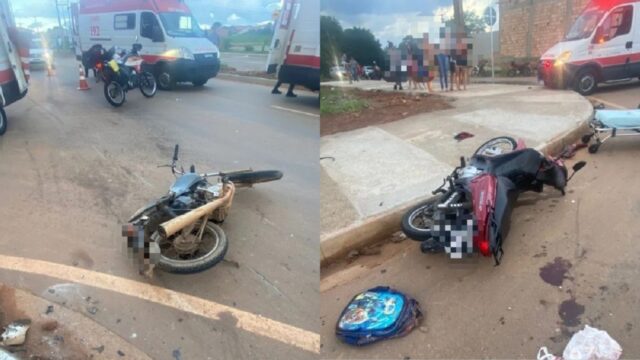 Motociclista fica em estado grave em acidente envolvendo duas motocicletas em Caldas Novas; veja vídeo