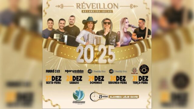 Réveillon 2025 em Goiandira terá cinco dias de festa e shows gratuitos