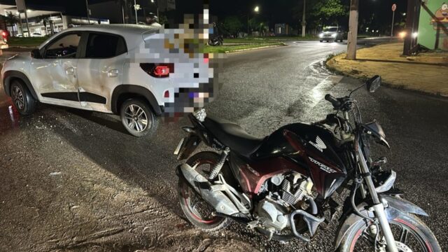 Motociclista fica ferido após colisão com carro de aplicativo em Catalão