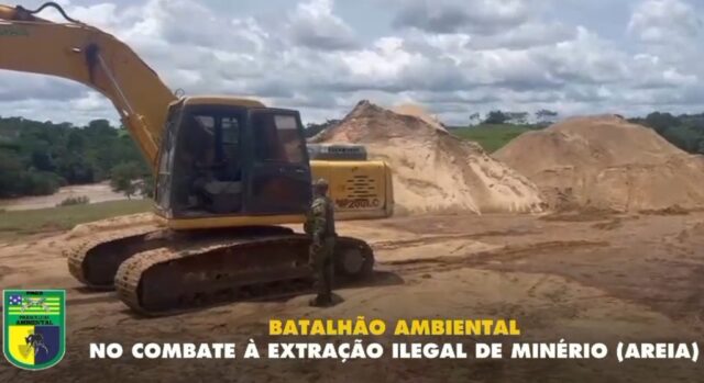 Batalhão Ambiental flagra extração ilegal de areia em Pires do Rio