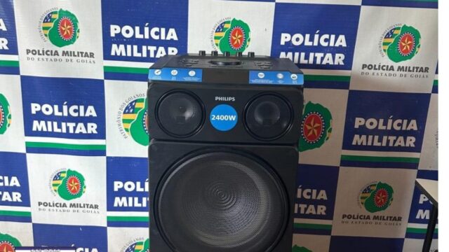 Polícia Militar realiza apreensão de caixa de som em operação de combate à perturbação do sossego em Pires do Rio