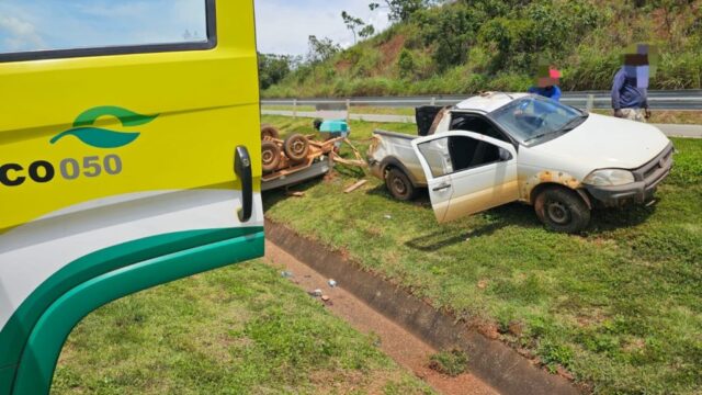 Pai e filho ficam feridos em capotamento na BR-050 em Catalão