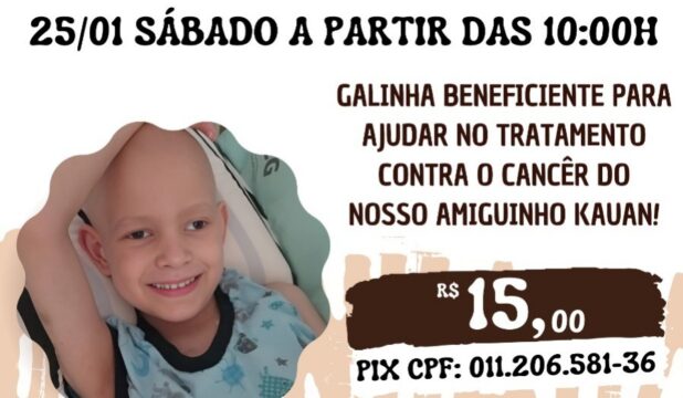 Família realiza galinhada beneficente para ajudar criança de 3 anos em tratamento contra o câncer em Catalão
