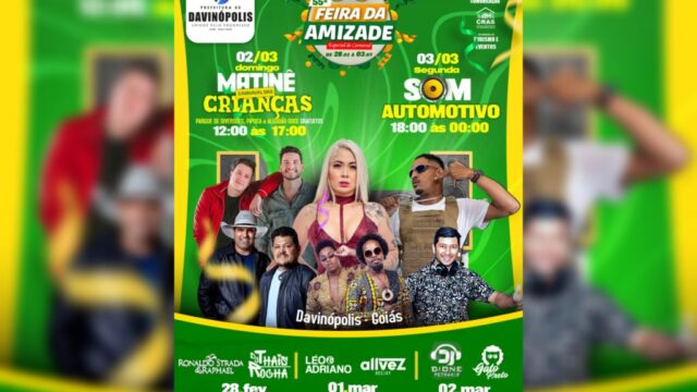 Feira da Amizade retorna com edição especial e Carnaval agita Davinópolis de 28 de fevereiro a 3 de março