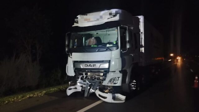 Caminhão baú se envolve em acidente na BR-050; motorista sai ileso