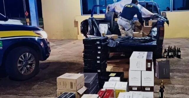 PRF apreende 663 garrafas de vinho importado ilegal que seriam vendidas em Uberlândia