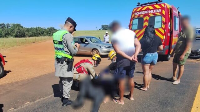 Motociclista fica ferido após colisão com carro na GO-139, entre Caldas Novas e Piracanjuba