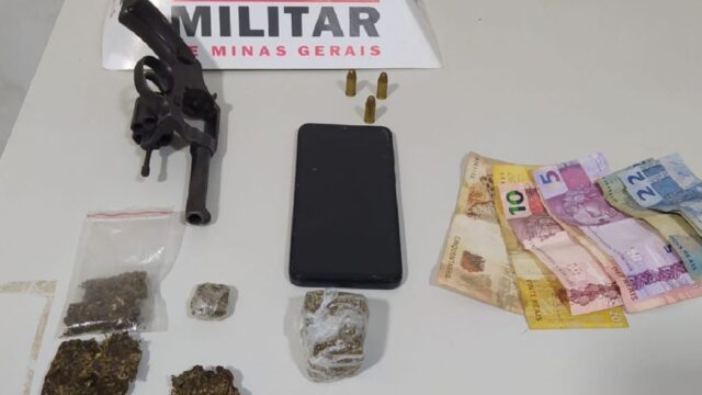 Três homens são presos em Araguari por porte ilegal de arma, tráfico de drogas e fornecimento de álcool a menores