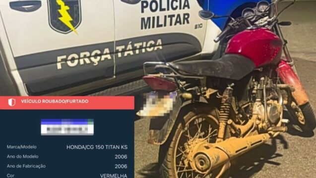 Catalão: Força Tática recupera motocicleta furtada no Bairro Jardim Paraíso