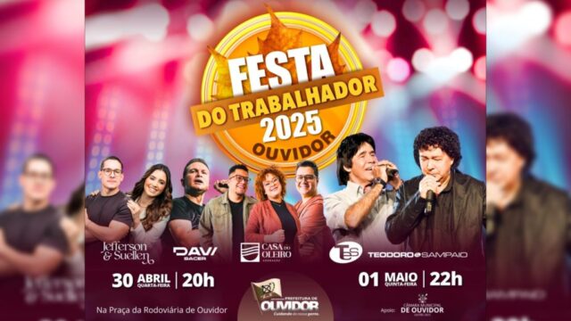 Festa do Trabalhador 2025 em Ouvidor terá shows com Teodoro e Sampaio é atrações gospel