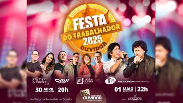 Festa do Trabalhador 2025 em Ouvidor terá shows com Teodoro e Sampaio e atrações gospel