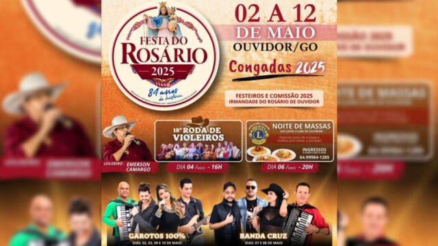Festa do Rosário 2025 celebra 84 anos de tradição em Ouvidor (GO) com programação religiosa e cultural