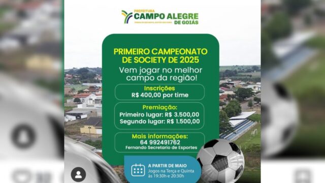 Campo Alegre de Goiás lança 1º Campeonato de Society de 2025 na Vila Nova