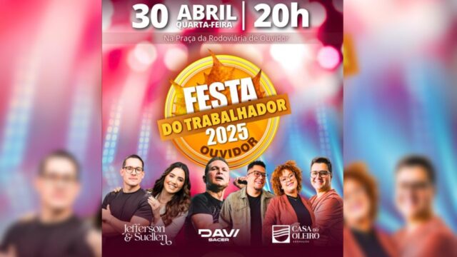 Comemorações da Festa do Trabalhador começam nesta quarta-feira (30) em Ouvidor com shows gratuitos