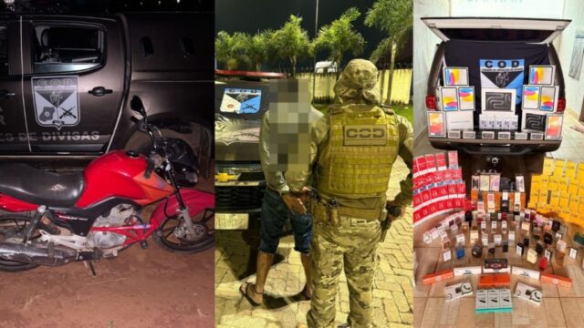 Em operação intensa, COD recupera moto furtada, prende por porte ilegal e apreende carga de eletrônicos sem nota em Cristalina