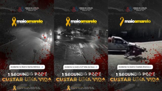 “1 segundo pode custar uma vida”: Câmara de Catalão lança campanha do Maio Amarelo com vídeo impactante sobre acidentes de trânsito