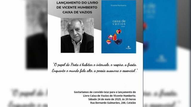 Vicente Humberto lança novo livro “Caixa de Vazios” neste sábado (24) em Catalão