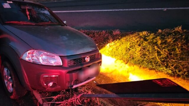 Motorista perde controle e sobe em canteiro após ser ofuscada pelo sol na GO-210, em Catalão