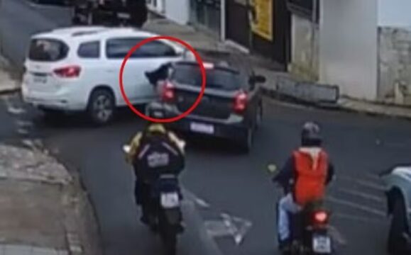 Cachorro é arremessado de carro após batida e deixa tutora desesperada em Uberlândia