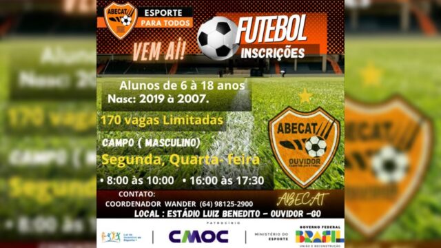 Projeto esportivo oferece 370 vagas gratuitas para crianças e adolescentes em Ouvidor