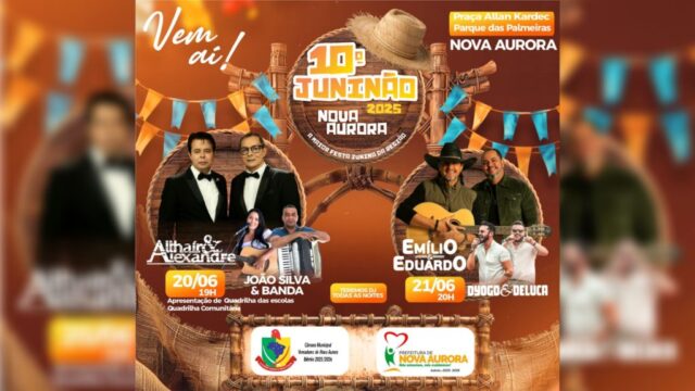 10º Juninão terá shows de Althair & Alexandre e Emílio & Eduardo em Nova Aurora