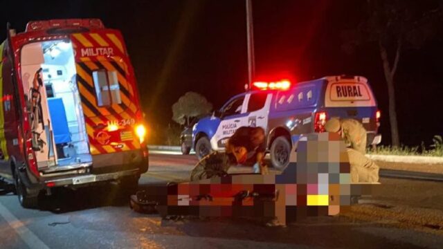 Motociclista e pedestre ficam feridos após atropelamento na GO-210, em Goiandira