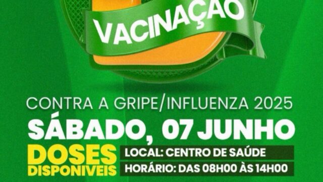 Saúde de Marzagão realiza Dia D de vacinação contra a gripe neste sábado (7)