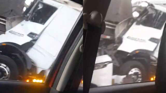 Colisão entre dois caminhões deixa um ferido na BR-050, em Araguari
