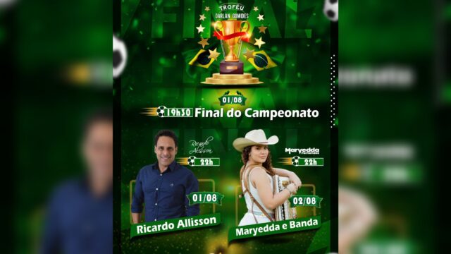 Goiandira terá final do Campeonato de Julho e programação com shows nos dias 1º e 2 de agosto