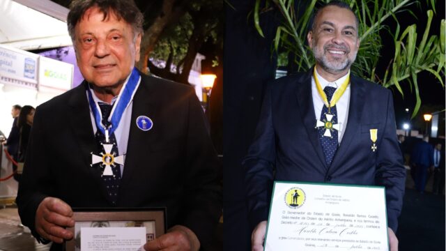 Adib Elias e Haroldo Calaça recebem Medalha do Mérito Anhanguera, maior honraria do Governo de Goiás