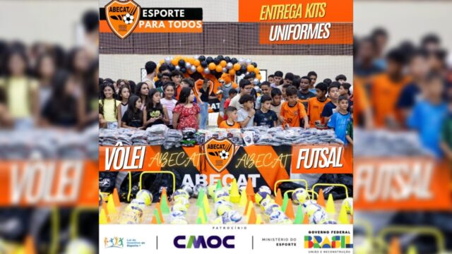 PROJETO " ESPORTE PARA TODOS" da ABECAT realiza evento da abertura com entrega de kits de uniforme na modalidade FUTSAL, VÔLEI em Ouvidor/GO